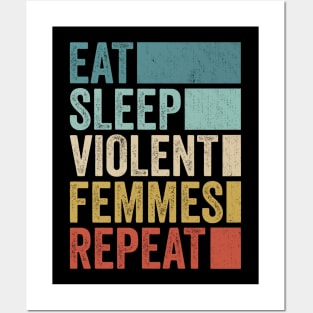 Funny Eat Sleep Violent Name Repeat Retro Vintage Posters and Art